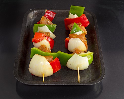 Black garlic chicken skewers